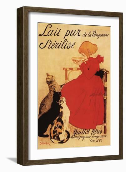 Paris, France - Vingeanne Milk Girl with Cats Advertisement Poster-Lantern Press-Framed Art Print