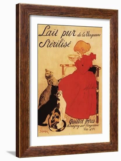 Paris, France - Vingeanne Milk Girl with Cats Advertisement Poster-Lantern Press-Framed Art Print