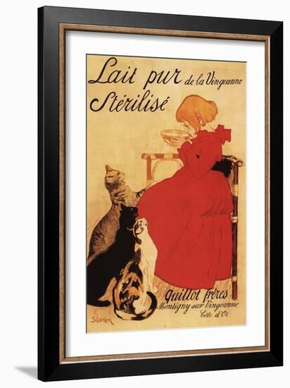 Paris, France - Vingeanne Milk Girl with Cats Advertisement Poster-Lantern Press-Framed Art Print