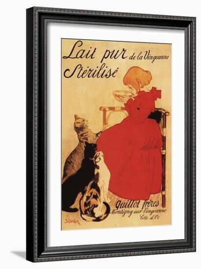 Paris, France - Vingeanne Milk Girl with Cats Advertisement Poster-Lantern Press-Framed Art Print