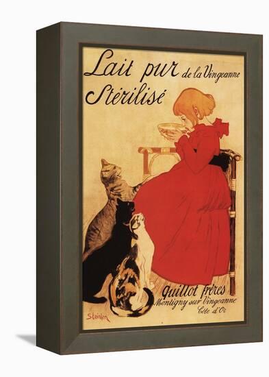 Paris, France - Vingeanne Milk Girl with Cats Advertisement Poster-Lantern Press-Framed Stretched Canvas