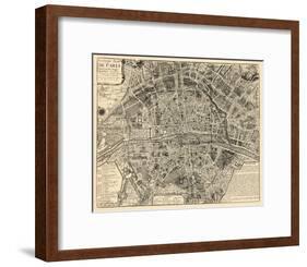 Paris, France, Vintage Map-null-Framed Giclee Print
