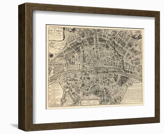 Paris, France, Vintage Map--Framed Giclee Print
