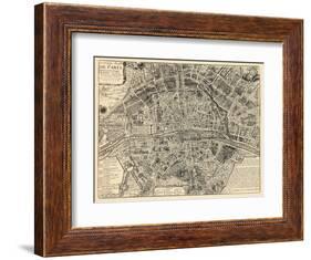 Paris, France, Vintage Map-null-Framed Giclee Print