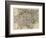 Paris, France, Vintage Map-null-Framed Giclee Print