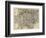 Paris, France, Vintage Map-null-Framed Giclee Print