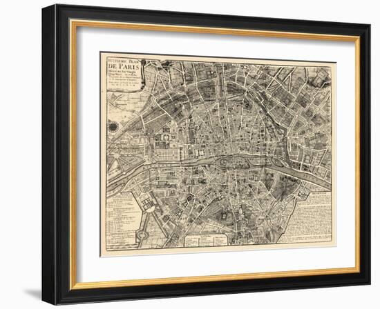 Paris, France, Vintage Map-null-Framed Giclee Print