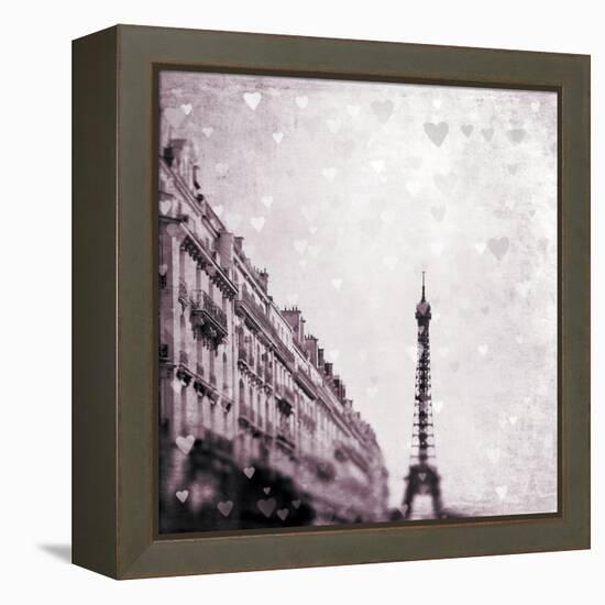 Paris Heart Storm 1-Tracey Telik-Framed Stretched Canvas