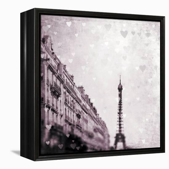 Paris Heart Storm 1-Tracey Telik-Framed Stretched Canvas