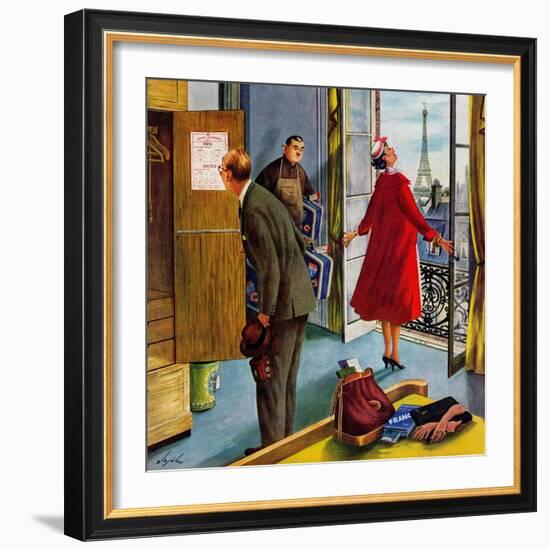 "Paris Hotel", July 14, 1956-Constantin Alajalov-Framed Giclee Print