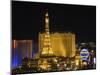 Paris Hotel on the Strip at Night, Las Vegas, Nevada, USA-Robert Harding-Mounted Photographic Print