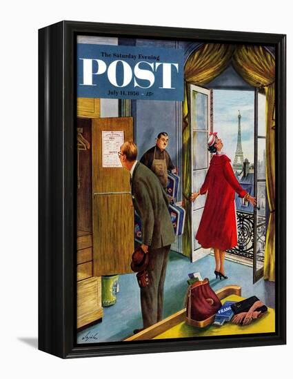 "Paris Hotel" Saturday Evening Post Cover, July 14, 1956-Constantin Alajalov-Framed Premier Image Canvas