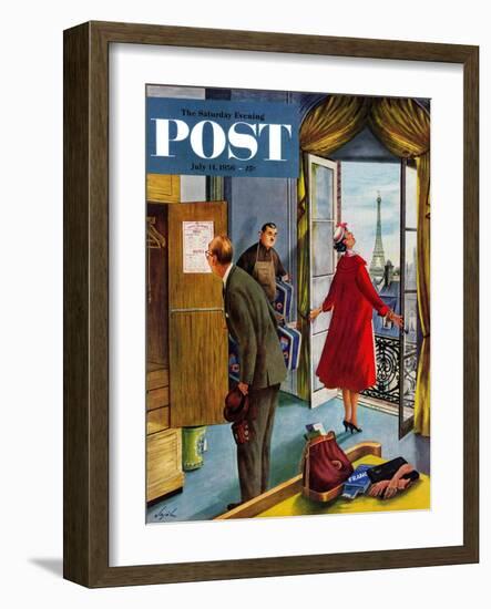 "Paris Hotel" Saturday Evening Post Cover, July 14, 1956-Constantin Alajalov-Framed Giclee Print