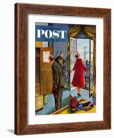 "Paris Hotel" Saturday Evening Post Cover, July 14, 1956-Constantin Alajalov-Framed Giclee Print