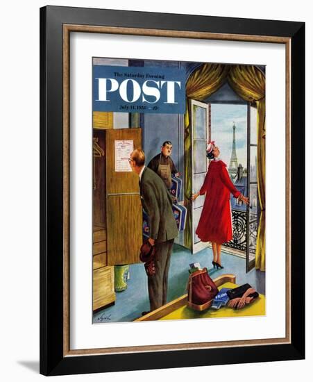 "Paris Hotel" Saturday Evening Post Cover, July 14, 1956-Constantin Alajalov-Framed Giclee Print