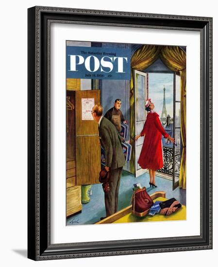 "Paris Hotel" Saturday Evening Post Cover, July 14, 1956-Constantin Alajalov-Framed Giclee Print