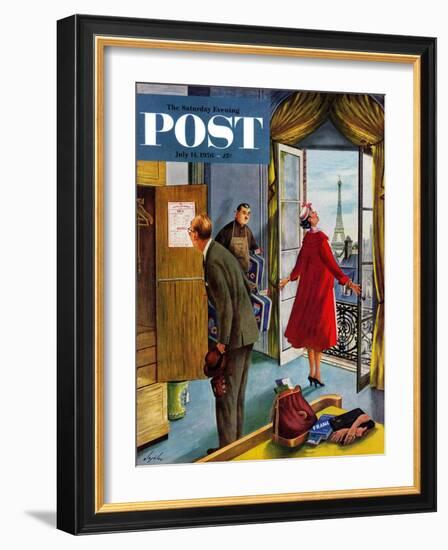 "Paris Hotel" Saturday Evening Post Cover, July 14, 1956-Constantin Alajalov-Framed Giclee Print