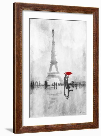 Paris In The Rain-OnRei-Framed Art Print