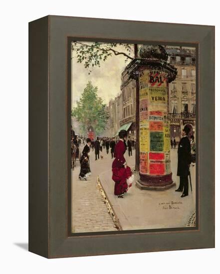 Paris Kiosk, Early 1880s-Jean Béraud-Framed Premier Image Canvas