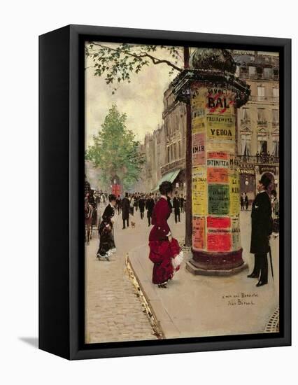 Paris Kiosk, Early 1880s-Jean Béraud-Framed Premier Image Canvas