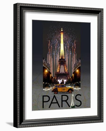 Paris Kiss-Big Island Studios-Framed Art Print