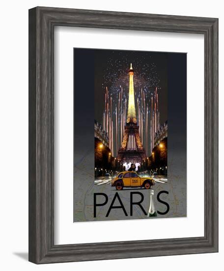 Paris Kiss-Big Island Studios-Framed Art Print