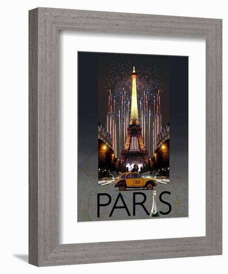 Paris Kiss-Big Island Studios-Framed Art Print