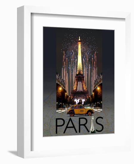 Paris Kiss-Big Island Studios-Framed Art Print