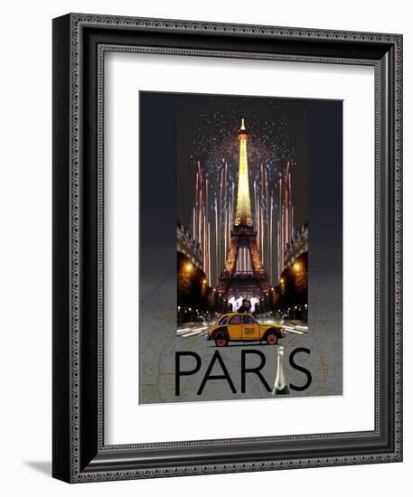 Paris Kiss-Big Island Studios-Framed Art Print