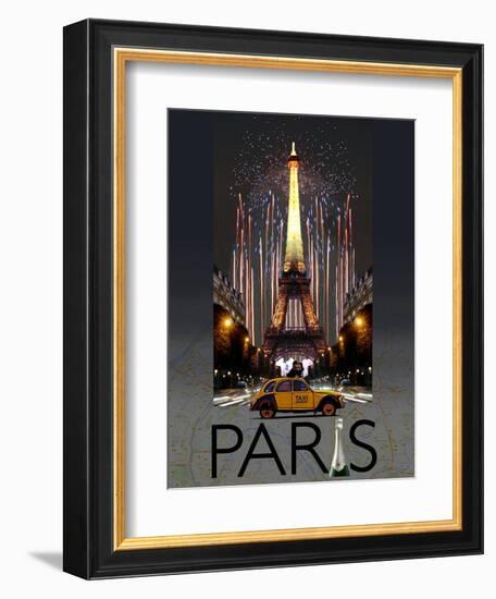 Paris Kiss-Big Island Studios-Framed Art Print