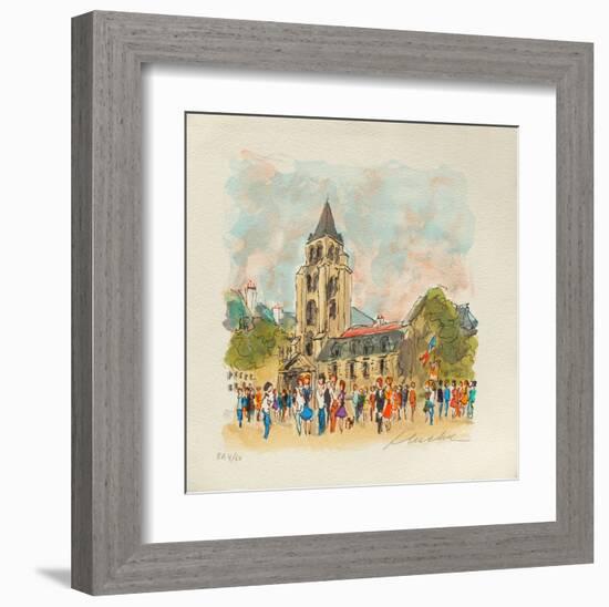 Paris, L'ÉgIIse Saint Germain Des Prés-Urbain Huchet-Framed Collectable Print