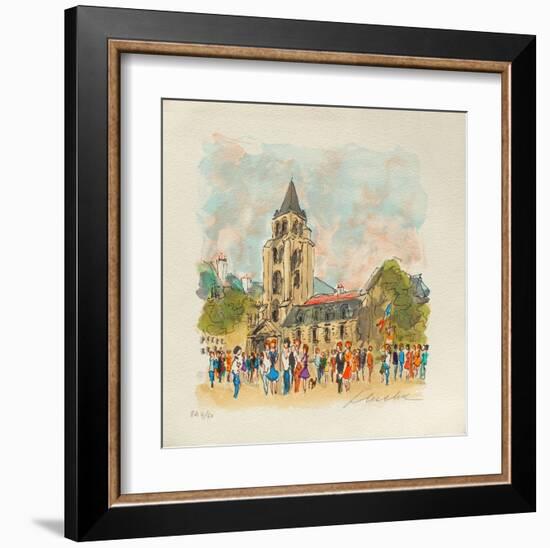 Paris, L'ÉgIIse Saint Germain Des Prés-Urbain Huchet-Framed Collectable Print