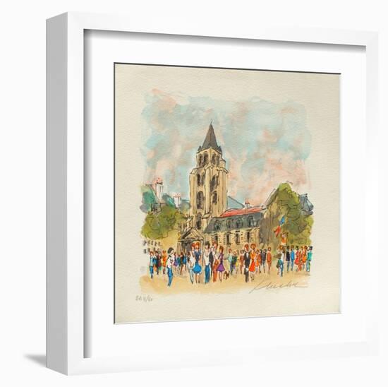 Paris, L'ÉgIIse Saint Germain Des Prés-Urbain Huchet-Framed Collectable Print