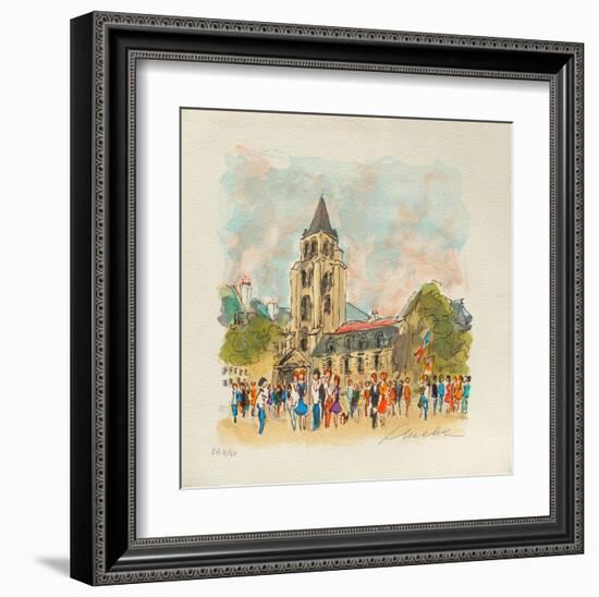 Paris, L'ÉgIIse Saint Germain Des Prés-Urbain Huchet-Framed Collectable Print