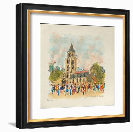 Paris, L'ÉgIIse Saint Germain Des Prés-Urbain Huchet-Framed Collectable Print