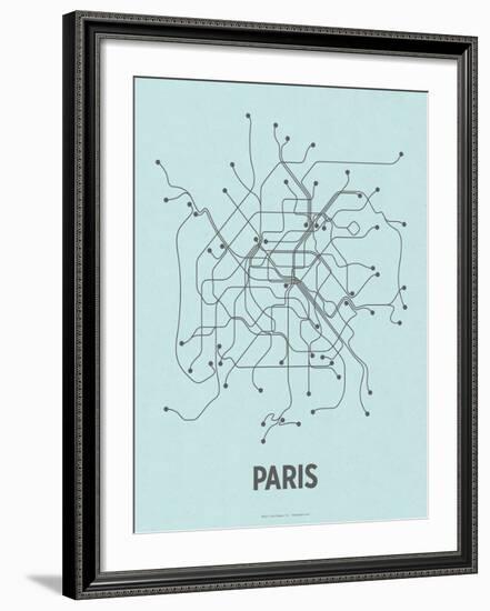 Paris (Light Blue & Dark Gray)-LinePosters-Framed Serigraph