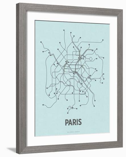 Paris (Light Blue & Dark Gray)-LinePosters-Framed Serigraph