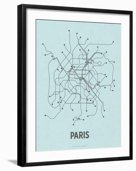 Paris (Light Blue & Dark Gray)-LinePosters-Framed Serigraph