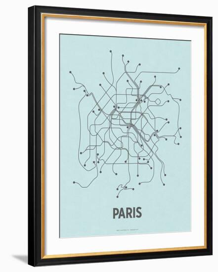 Paris (Light Blue & Dark Gray)-LinePosters-Framed Serigraph