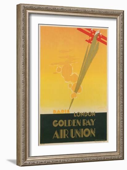 Paris London Golden Ray Air Union Poster-null-Framed Giclee Print