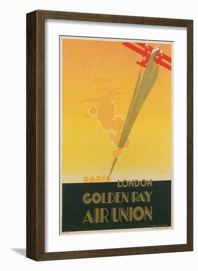 Paris London Golden Ray Air Union Poster-null-Framed Giclee Print