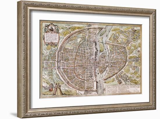 Paris Map, 1581-Georg Braun-Framed Giclee Print