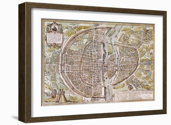 Paris Map, 1581-Georg Braun-Framed Giclee Print