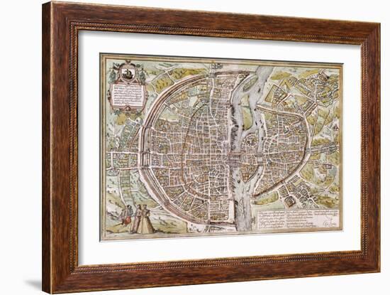 Paris Map, 1581-Georg Braun-Framed Giclee Print