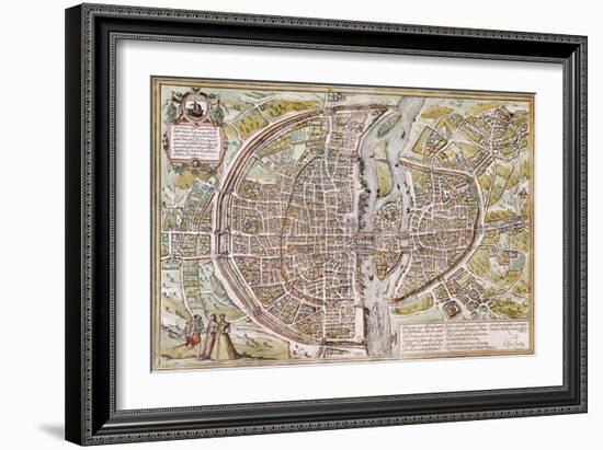 Paris Map, 1581-Georg Braun-Framed Giclee Print