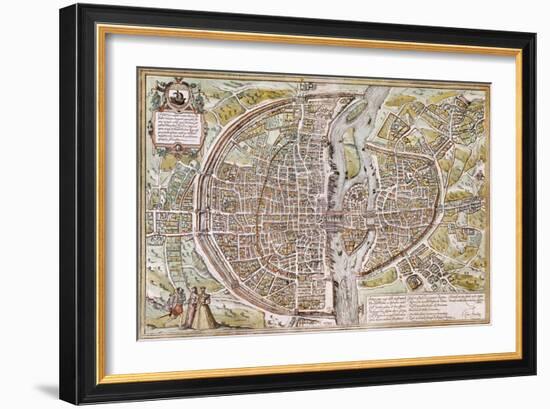 Paris Map, 1581-Georg Braun-Framed Giclee Print