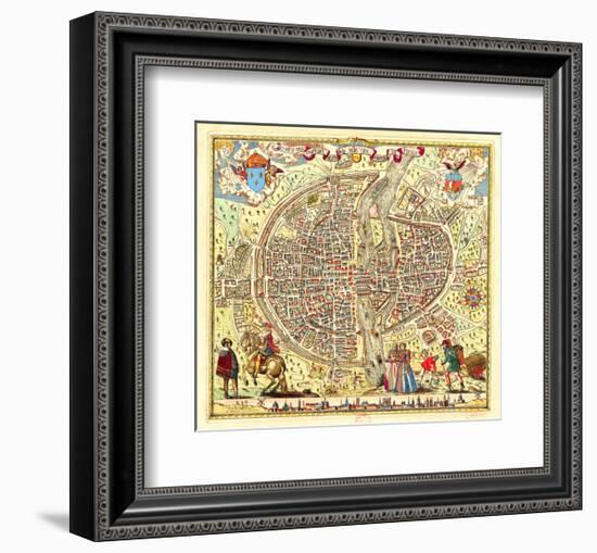 Paris Map by Rossingol 1576-null-Framed Art Print