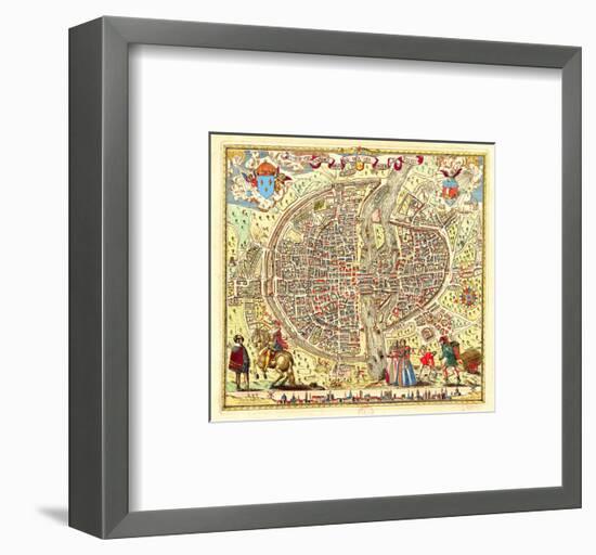 Paris Map by Rossingol 1576-null-Framed Art Print