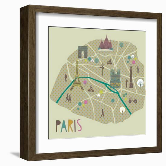 Paris Map Greeting Card Design-Lavandaart-Framed Art Print