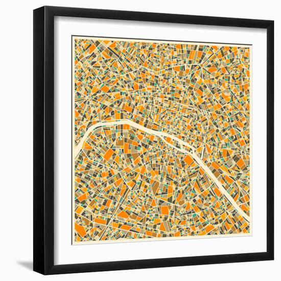 Paris Map-Jazzberry Blue-Framed Premium Giclee Print